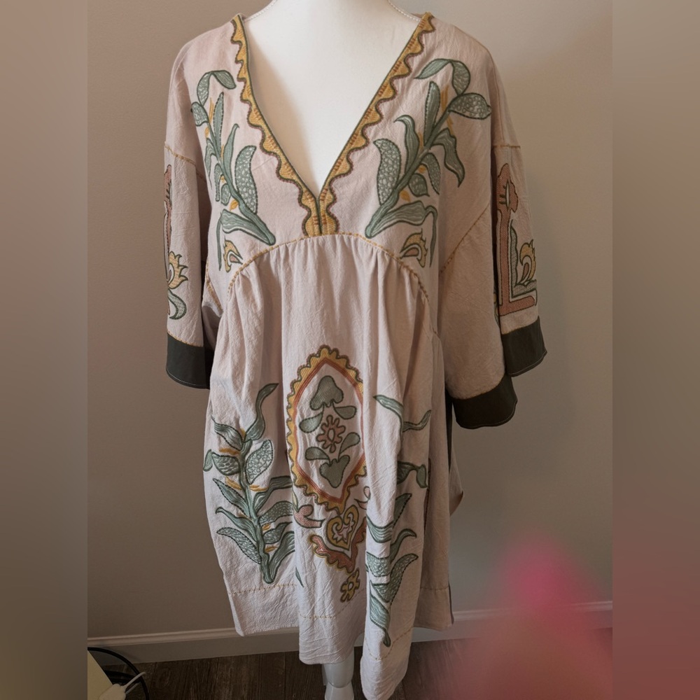 Bohemian Embroidered Tunic Dress